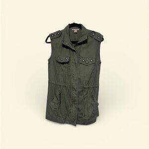 Love By Design Olive Green Studded Vest